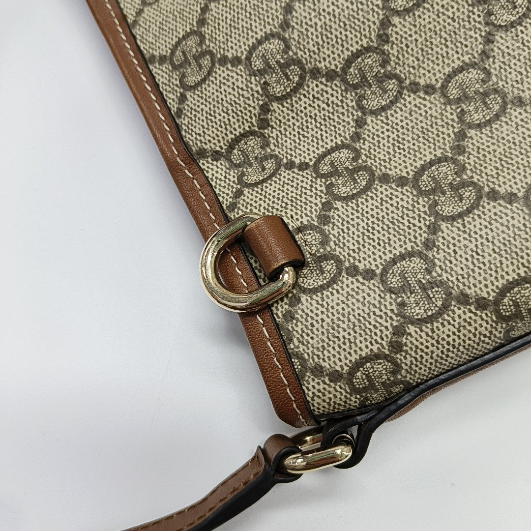GG Emblem Monogram Coated Canvas Beige