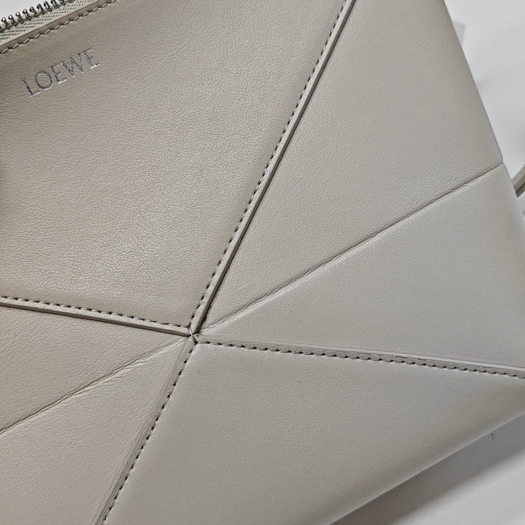 Puzzle Fold Mini Quilted Calfskin White