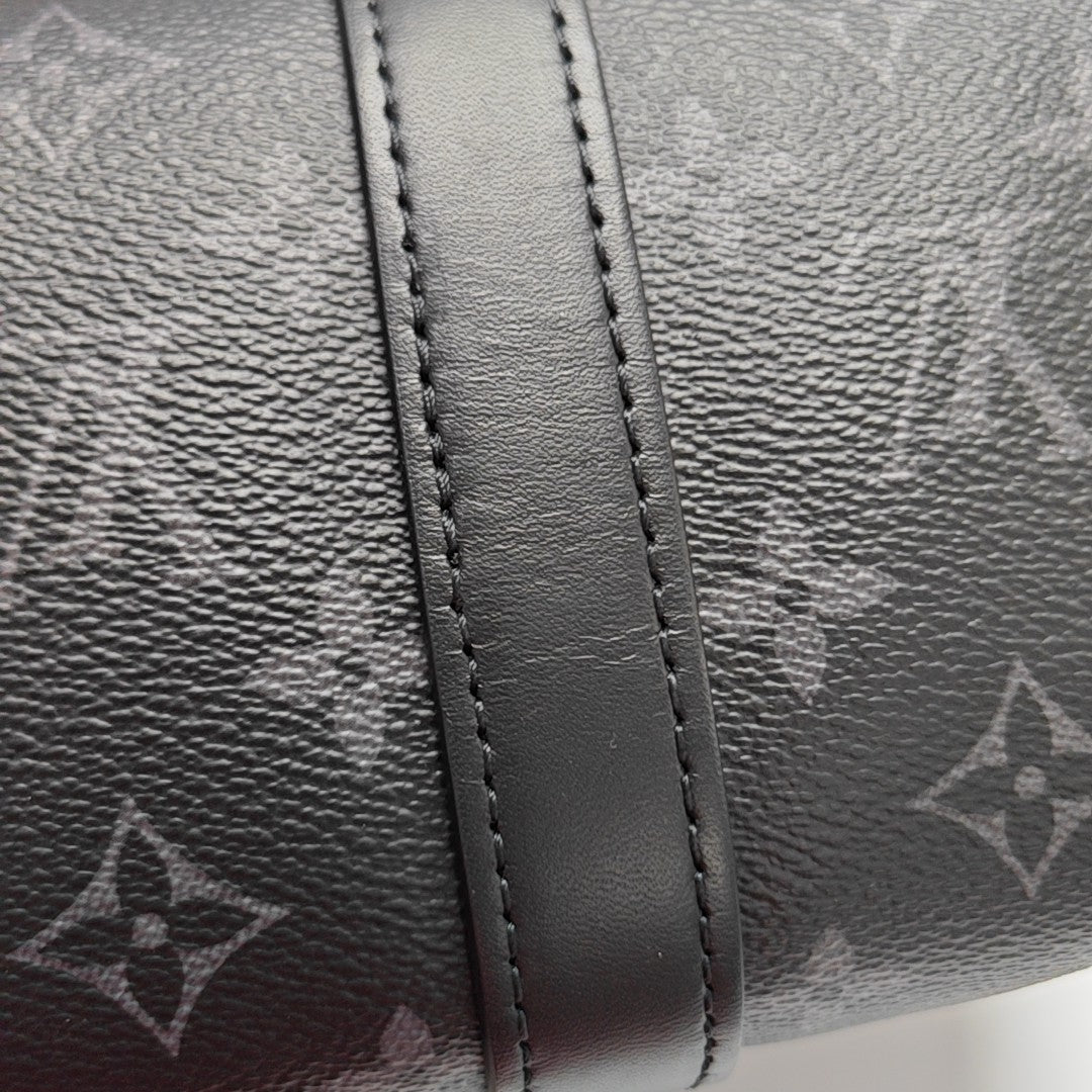 KEEPALL 25 Monogram Coated Canvas Black