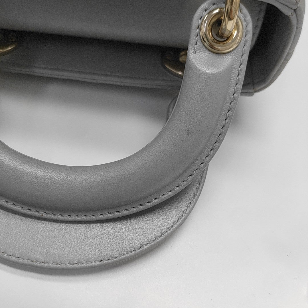 Lady Dior Mini Cannage Lambskin Gray