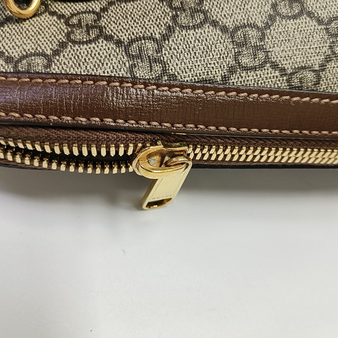 Horsebit 1955 Small Monogram Coated Canvas Beige