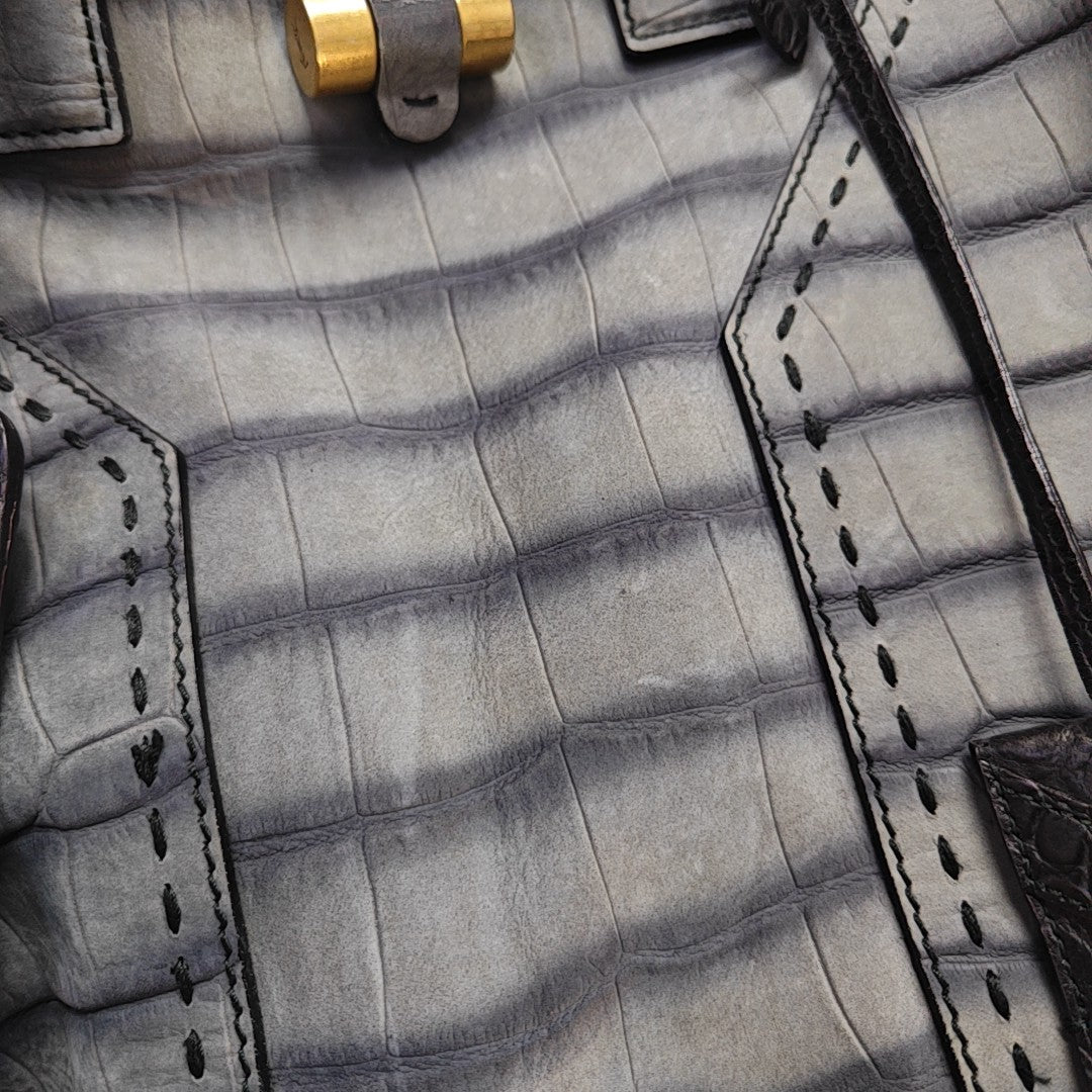 Calfskin Top Handle Bag Gray