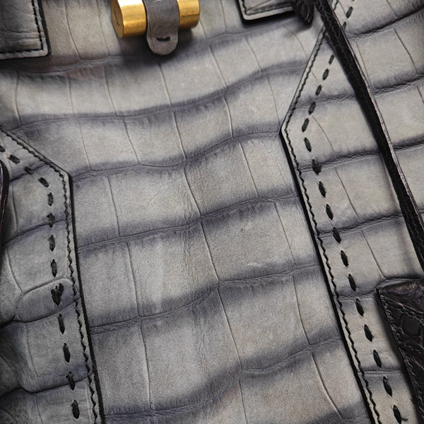 Calfskin Top Handle Bag Gray