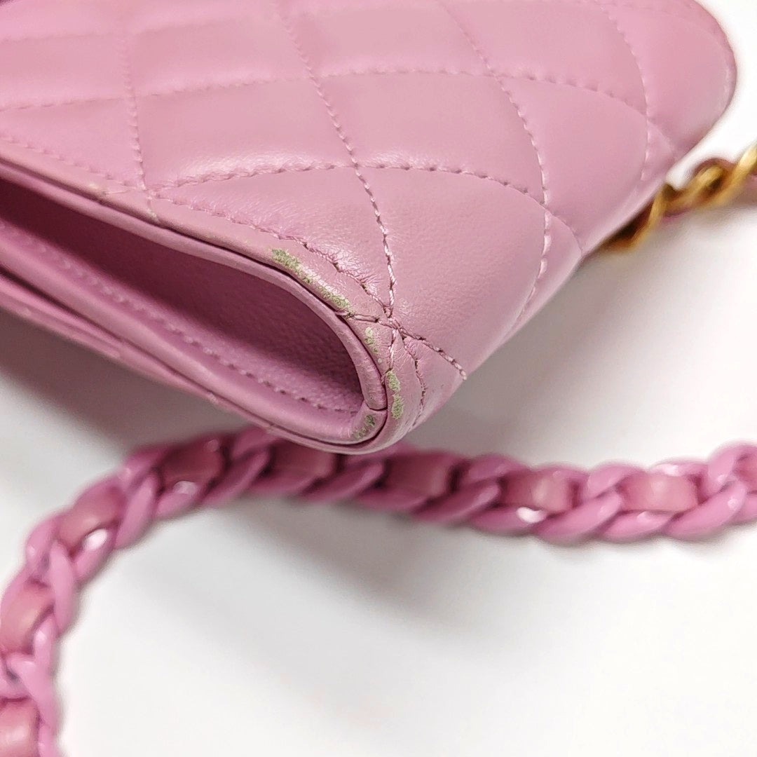 Authenticated pre-owned  TRENDY CC Quilted Lambskin Pink - Shoulder Bag at Looply