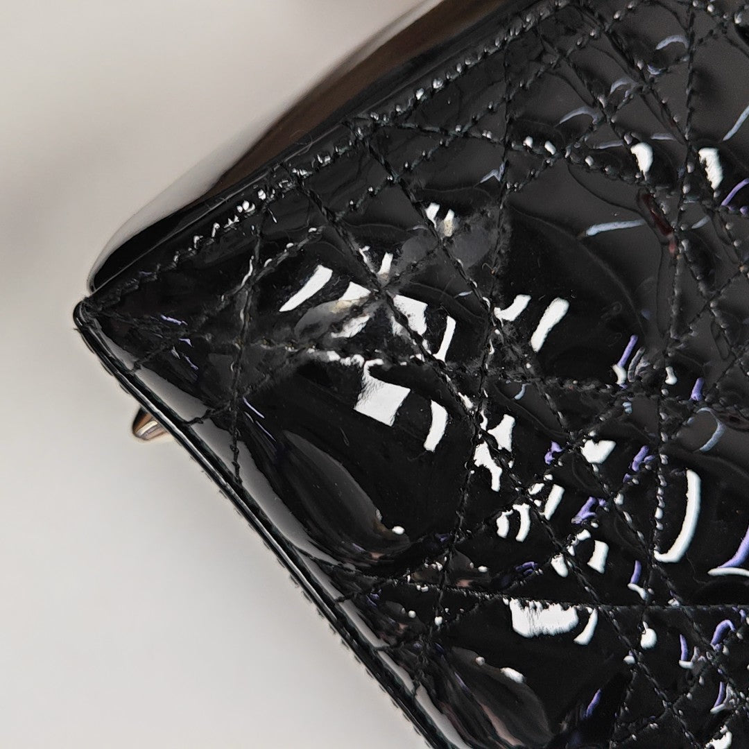 Lady Dior Medium Cannage Patent Leather Black