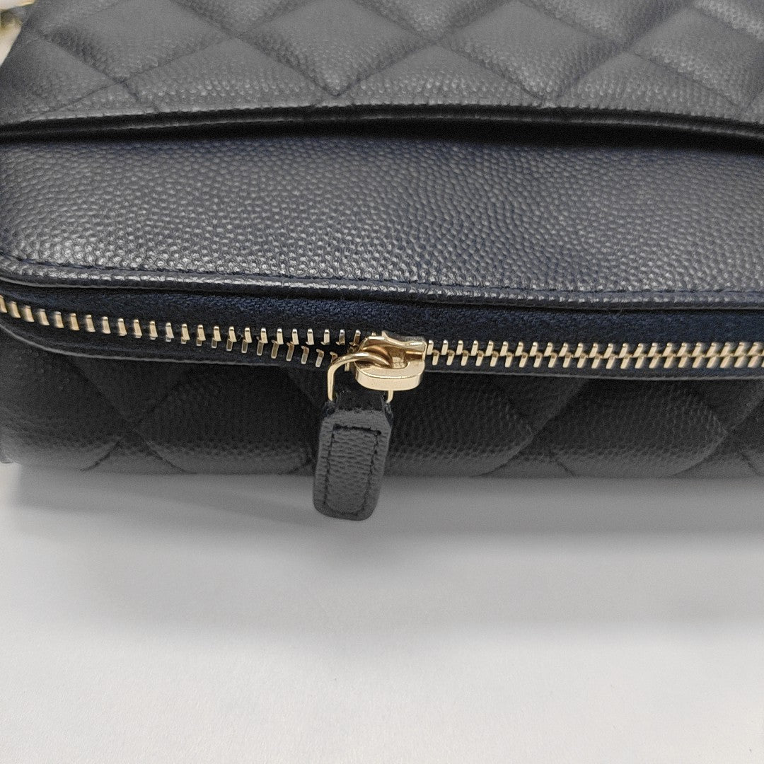 CLASSIC FLAP Mini Quilted Grained Calfskin Blue