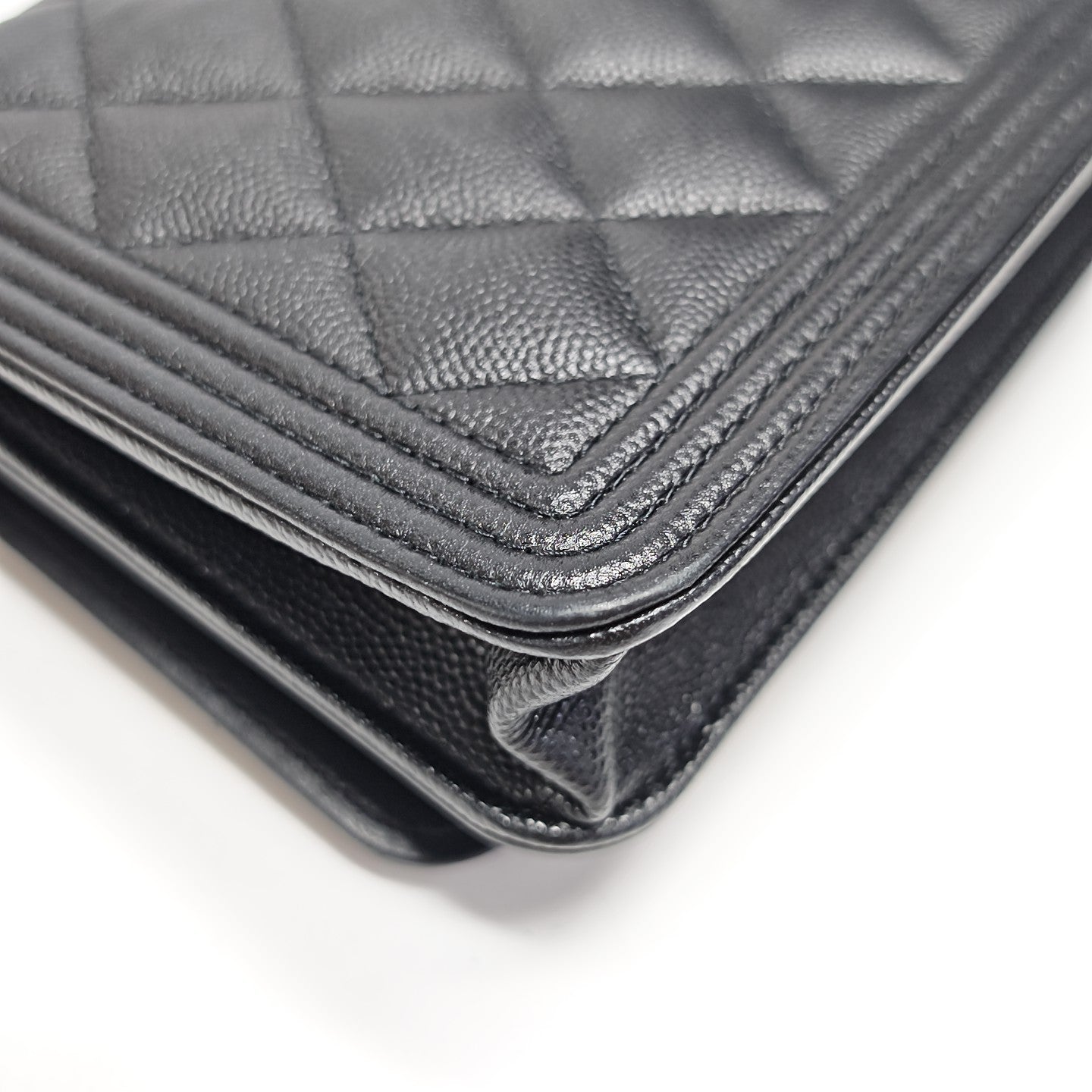 BOY CHANEL Mini Quilted Grained Calfskin Black
