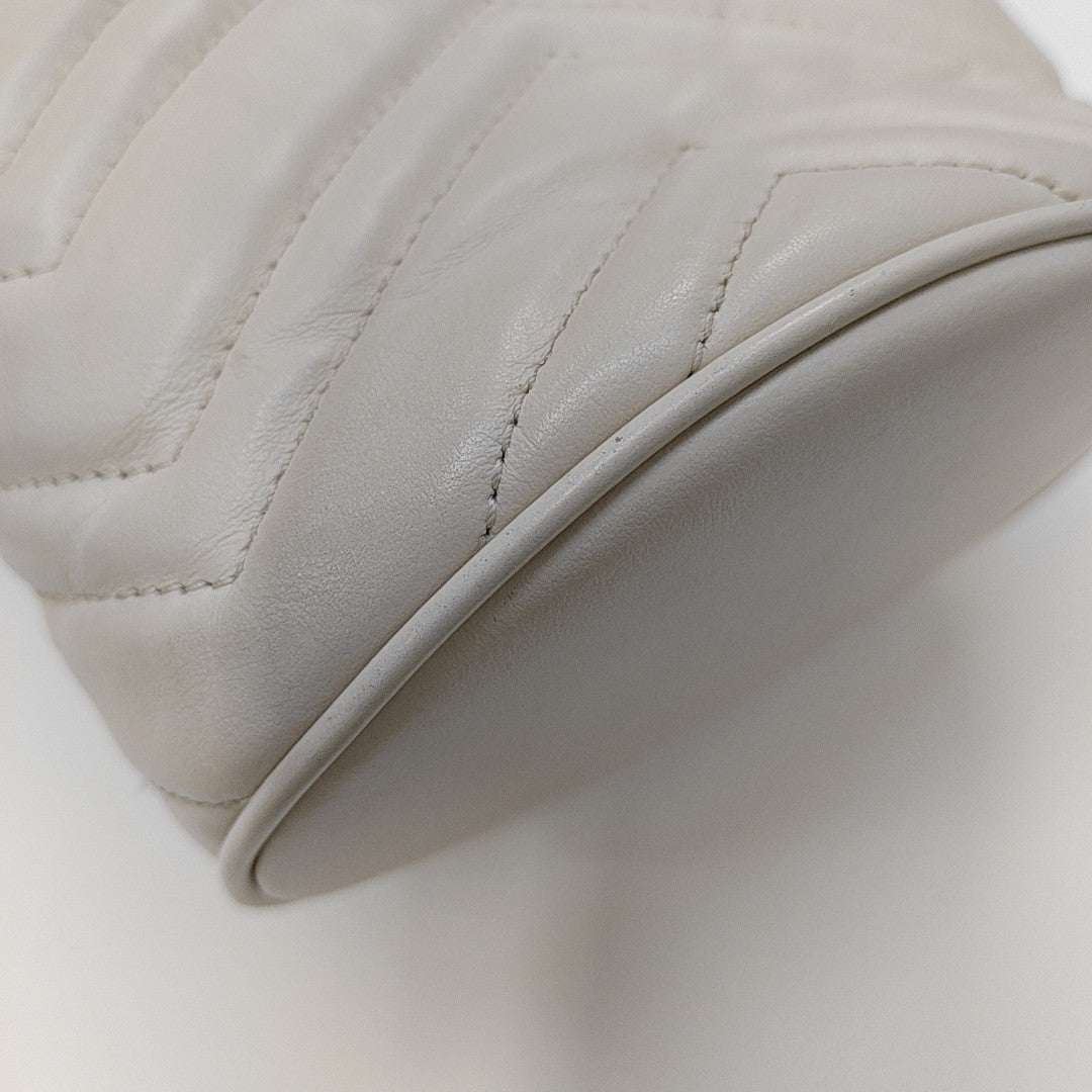 GG Marmont Mini Quilted Calfskin White