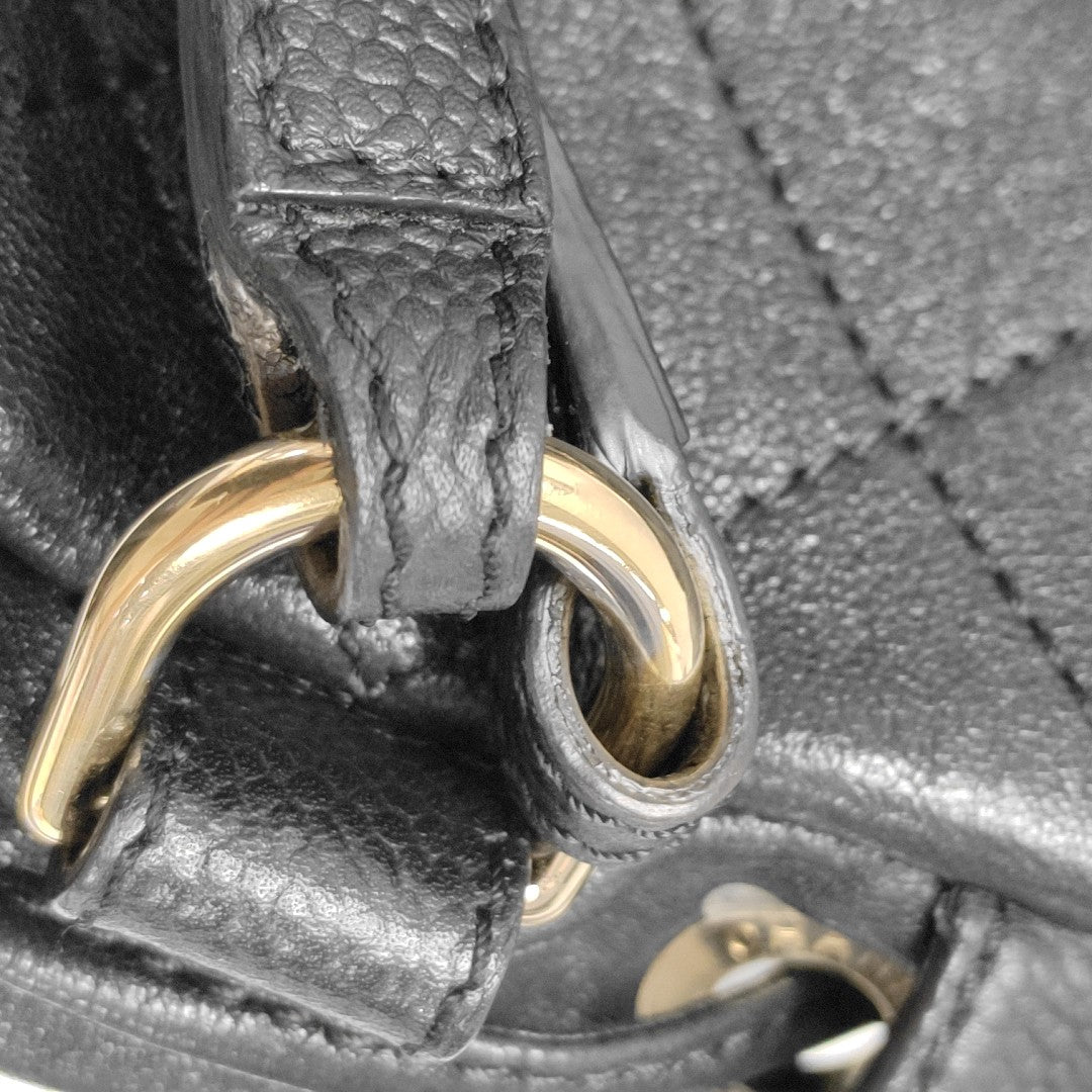 Quilted Grained Calfskin Backpack Black