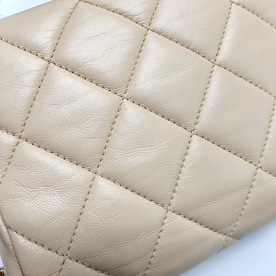 Small Quilted Lambskin Beige