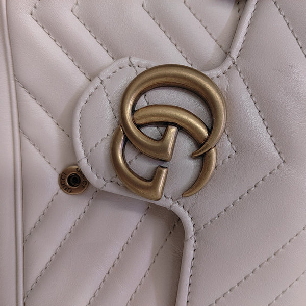 GG Marmont Mini Quilted Calfskin White