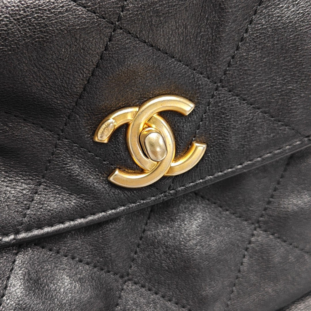 Suppletwins Large Quilted Calfskin Black