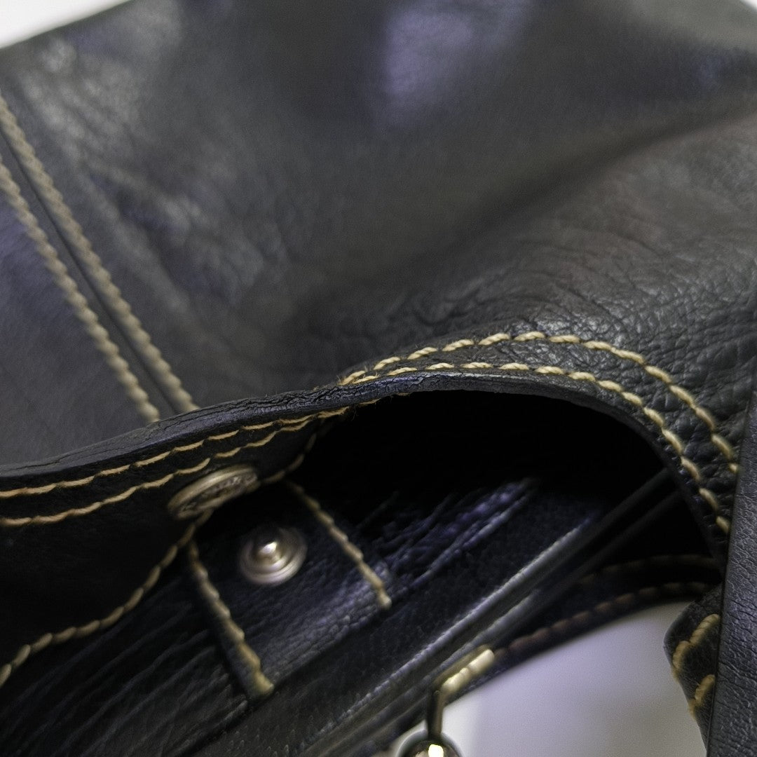 Quilted Calfskin Top Handle Bag Black
