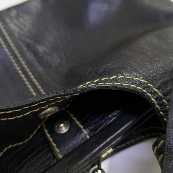 Quilted Calfskin Top Handle Bag Black