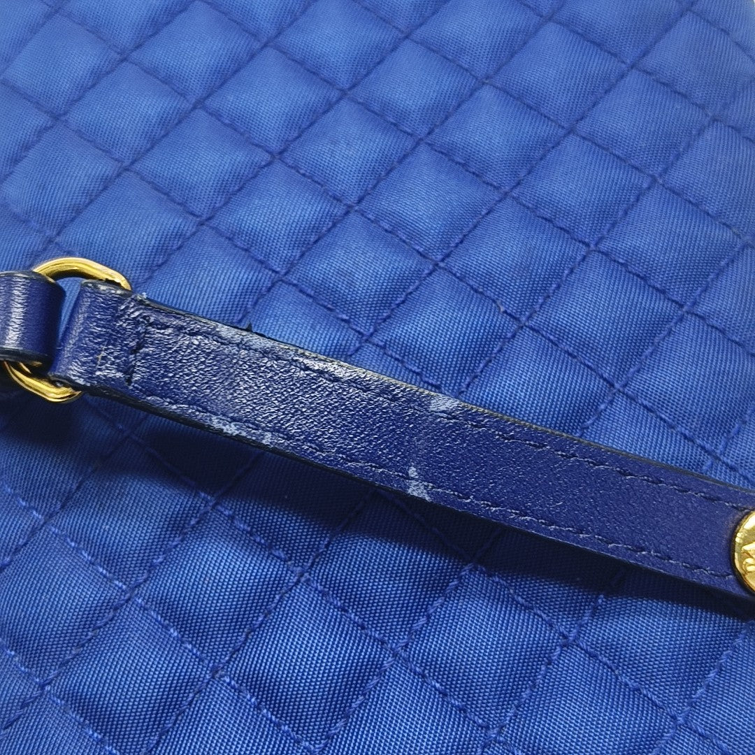 Quilted Fabric Shoulder Bag Blue