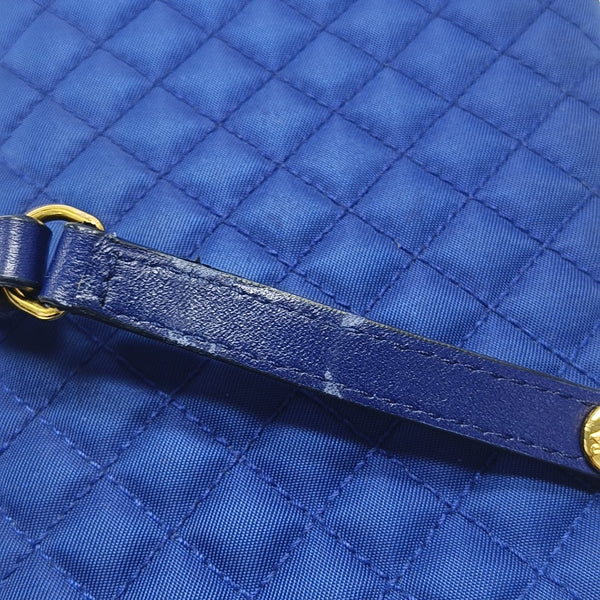Quilted Fabric Shoulder Bag Blue
