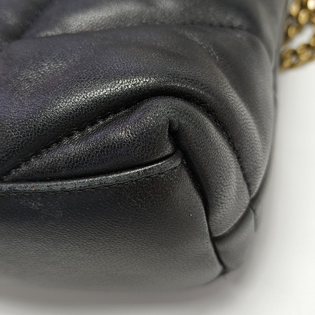 PUFFER Mini Chevron Lambskin Black