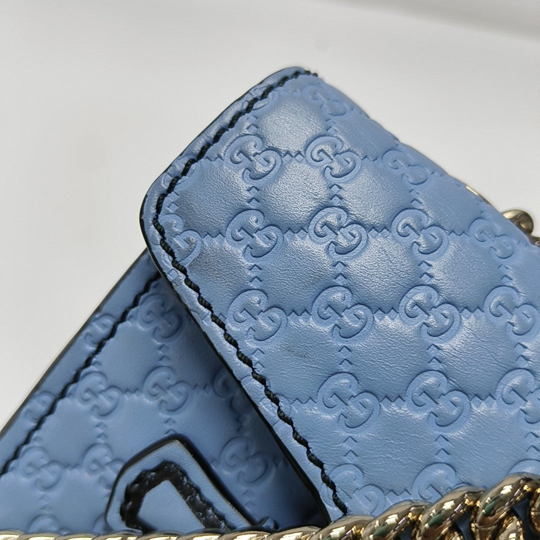 Emily Chain Mini Monogram Calfskin Blue