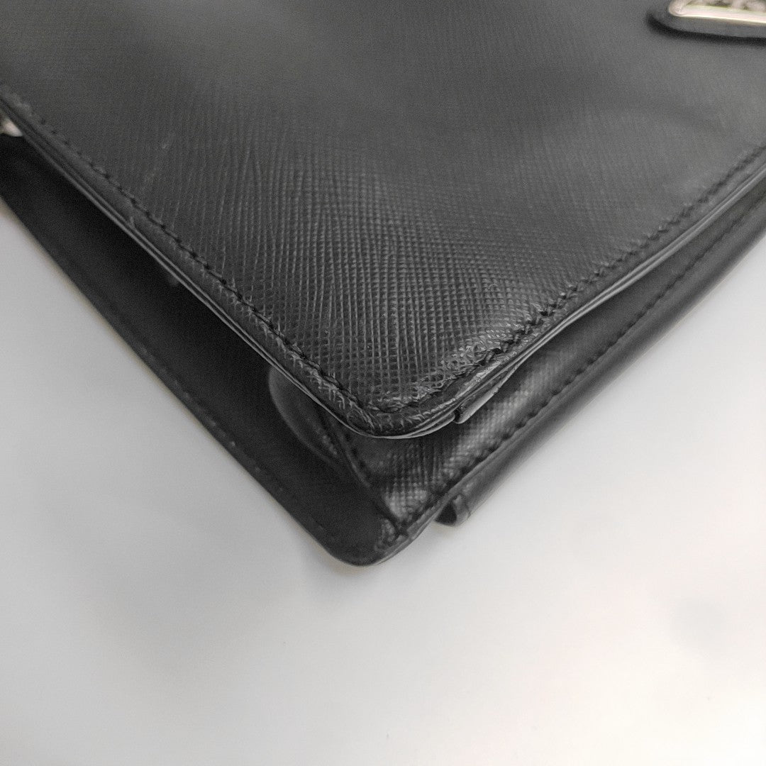 Saffiano Calfskin Clutch Black
