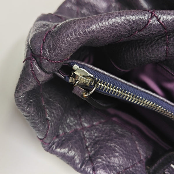 Quilted Calfskin Tote Bag Purple