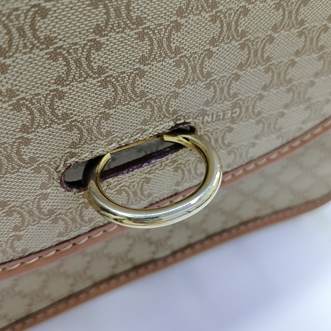Coated Canvas Shoulder Bag Beige