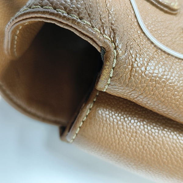 Grained Calfskin Shoulder Bag Brown