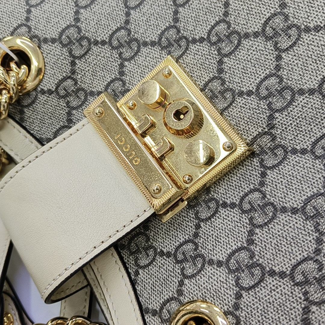 Padlock Small Monogram Coated Canvas Beige