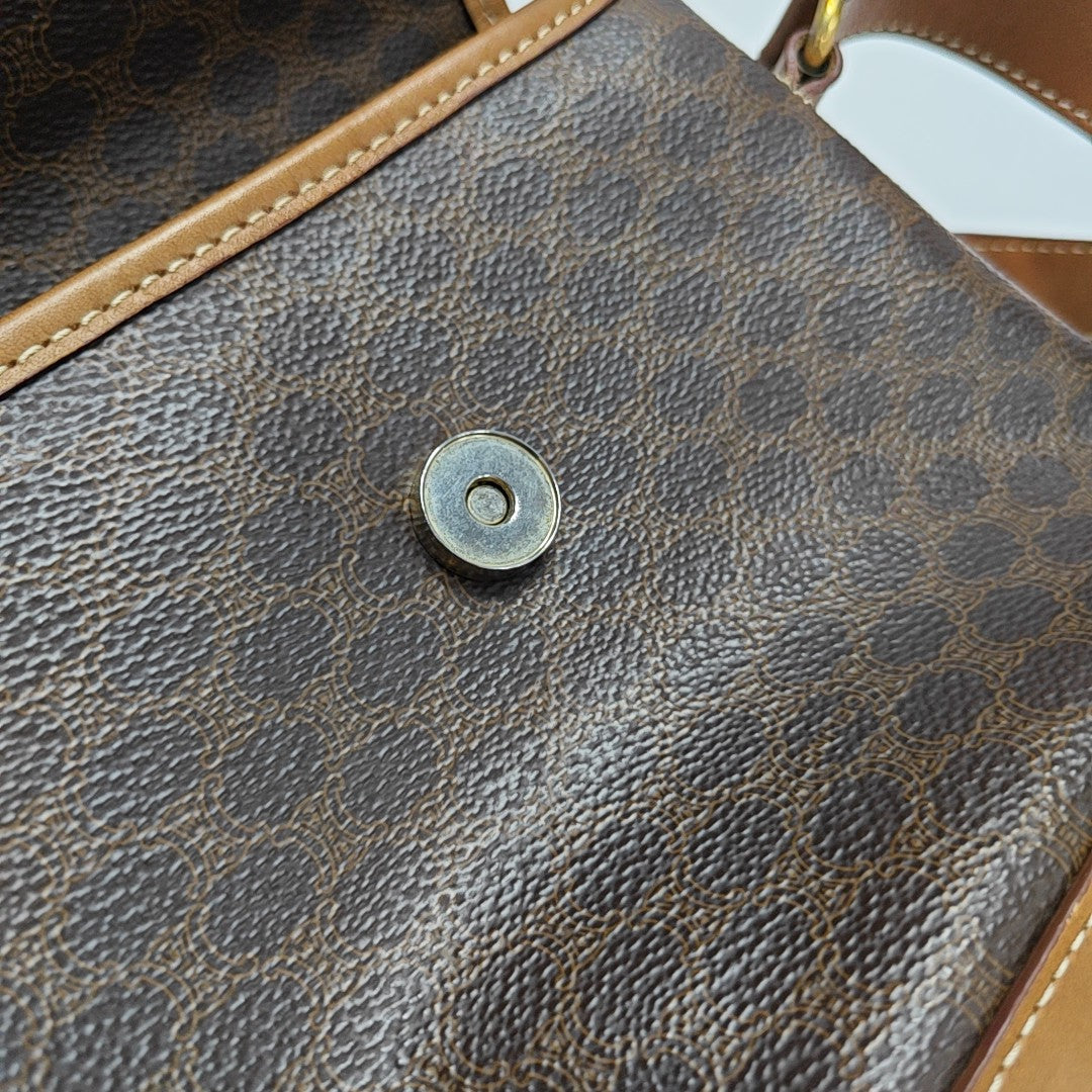 Coated Canvas Shoulder Bag Brown