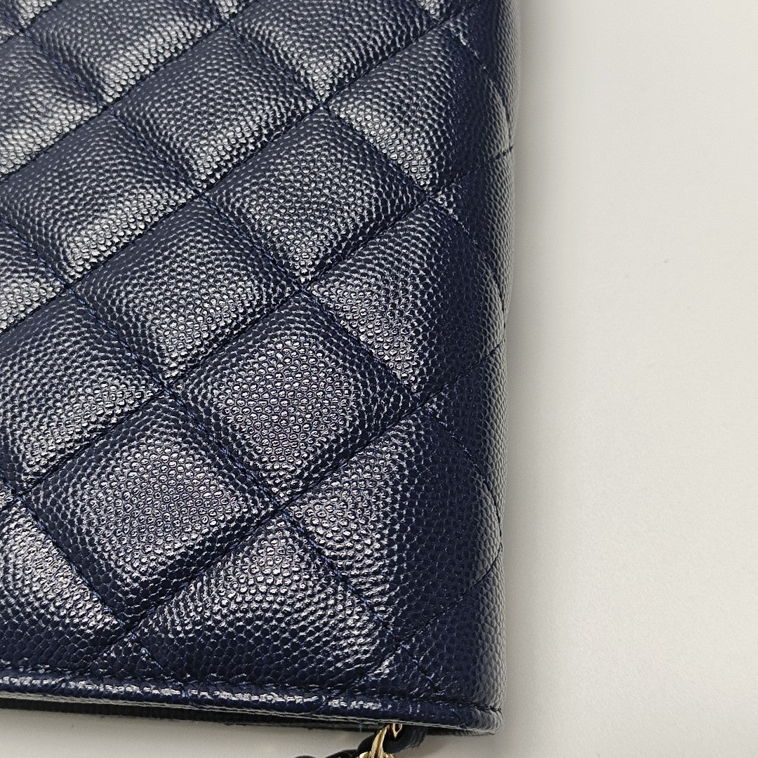 WOC Quilted Grained Calfskin Blue