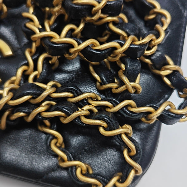 Quilted Lambskin Shoulder Bag Mini Black