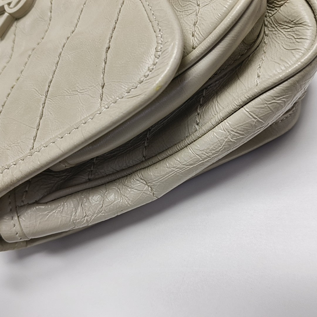 NIKI Small Chevron Calfskin White
