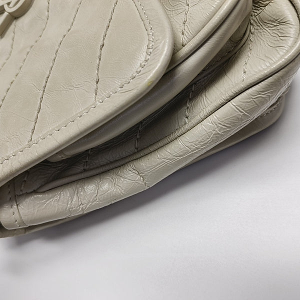 NIKI Small Chevron Calfskin White