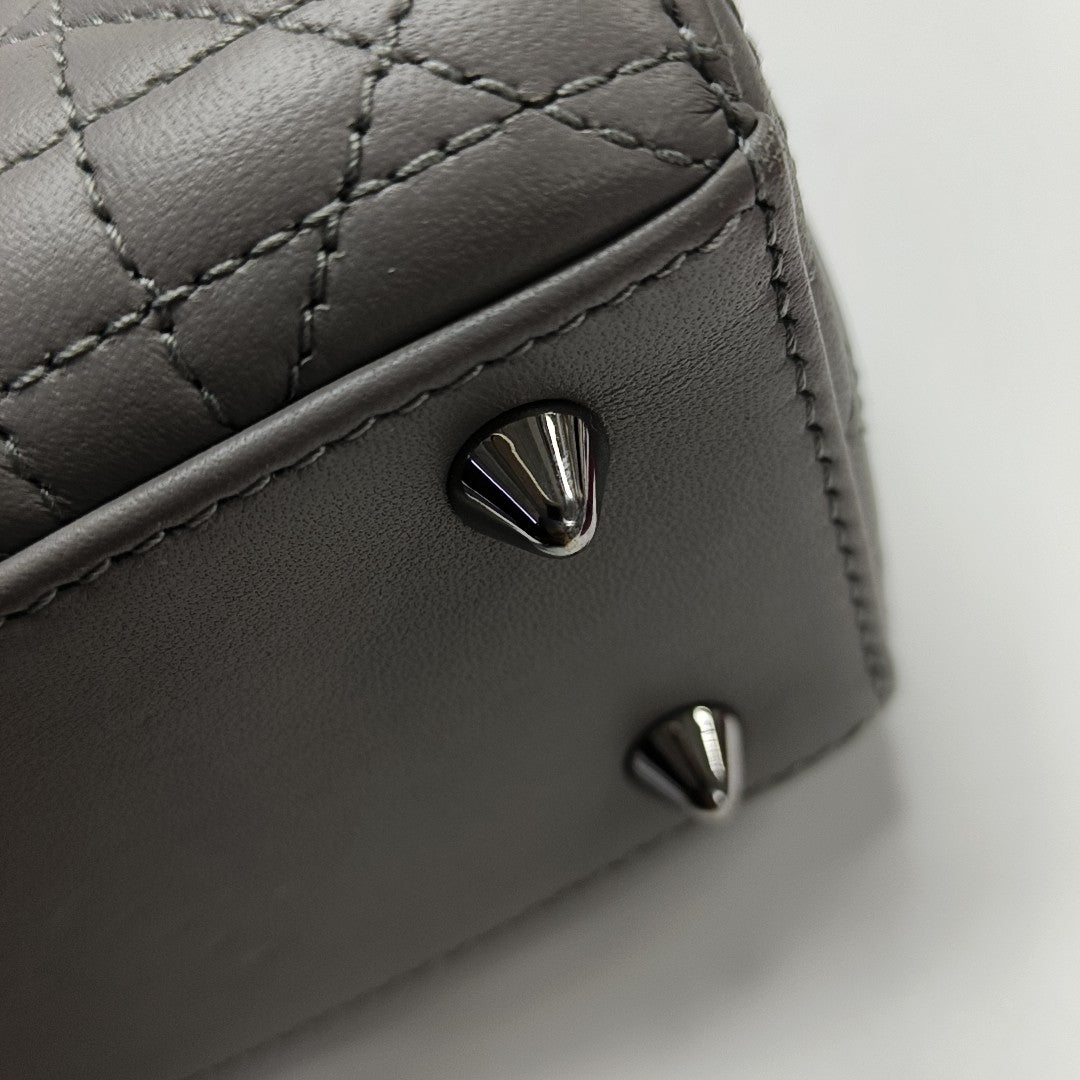Lady Dior Small Cannage Lambskin Gray