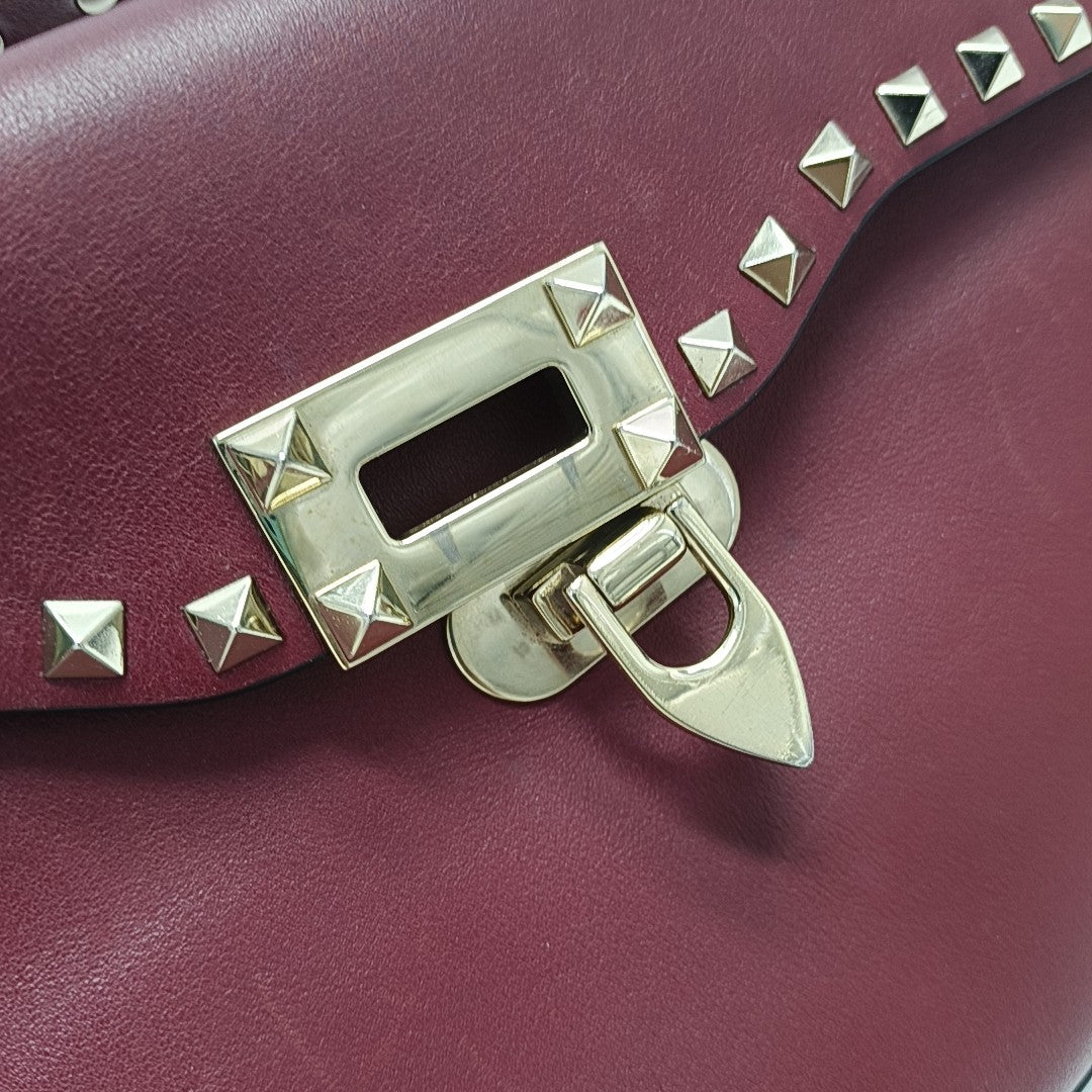 Rockstud Calfskin Red