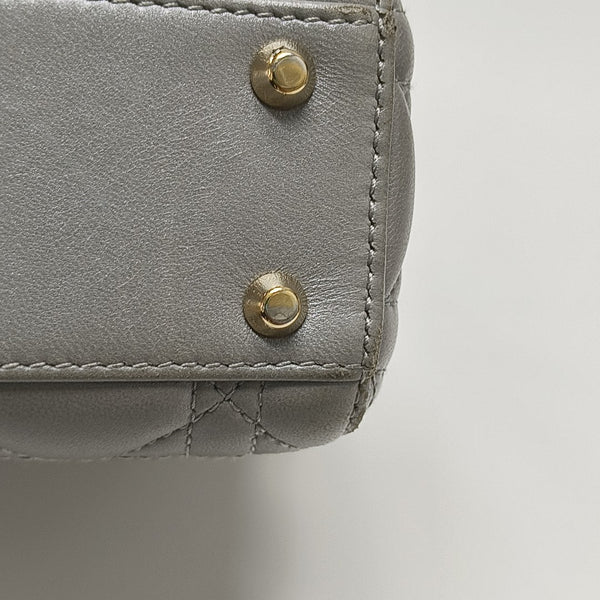 Lady Dior Mini Cannage Lambskin Gray