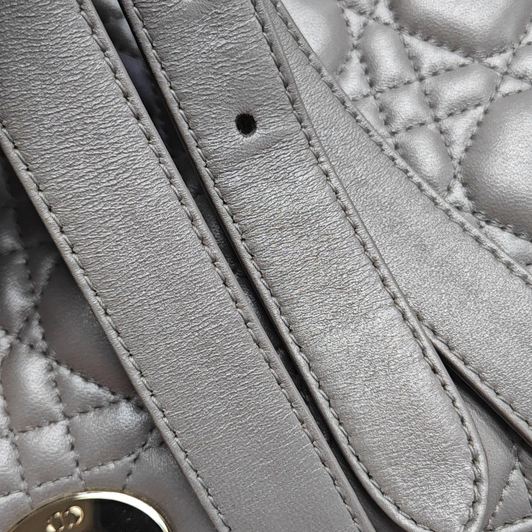 Lady Dior Medium Quilted Lambskin Gray