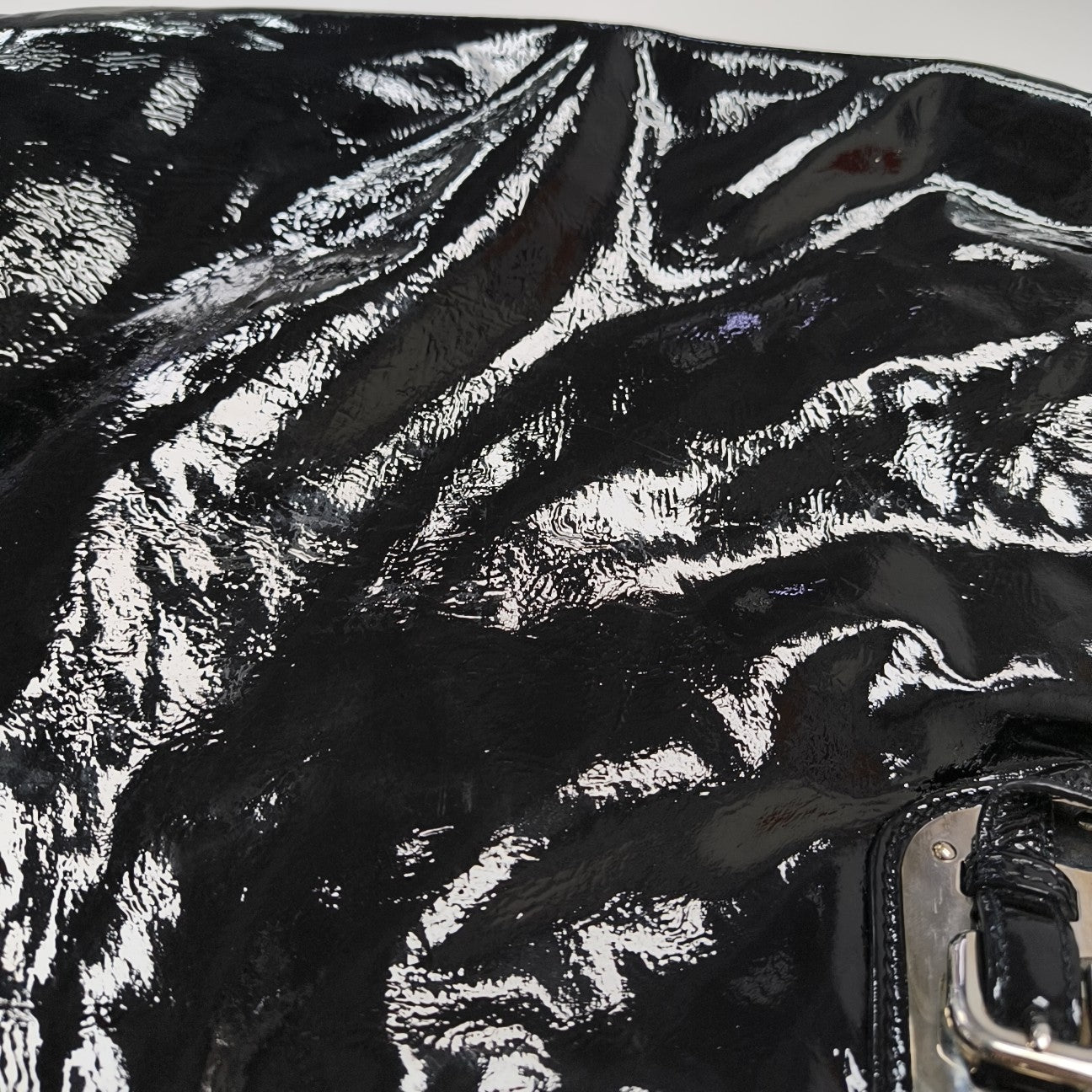 Patent Leather Top Handle Bag Black