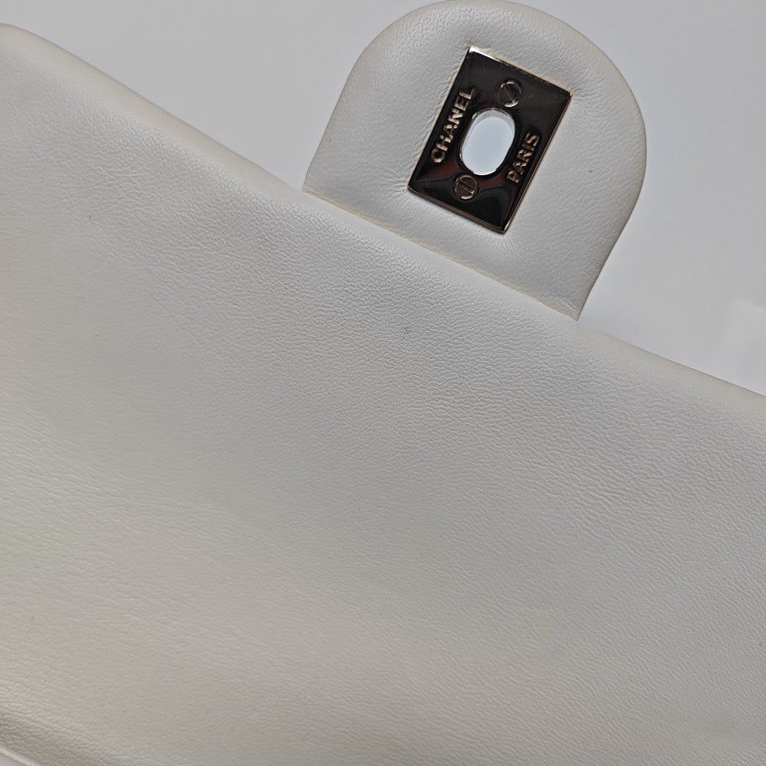 Quilted Lambskin Shoulder Bag White
