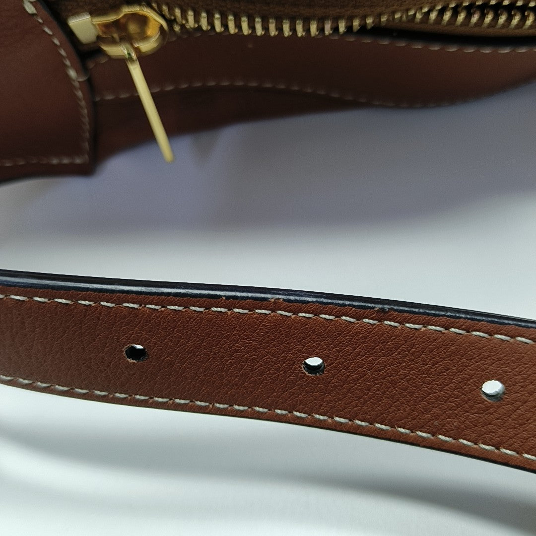 Calfskin Top Handle Bag Brown