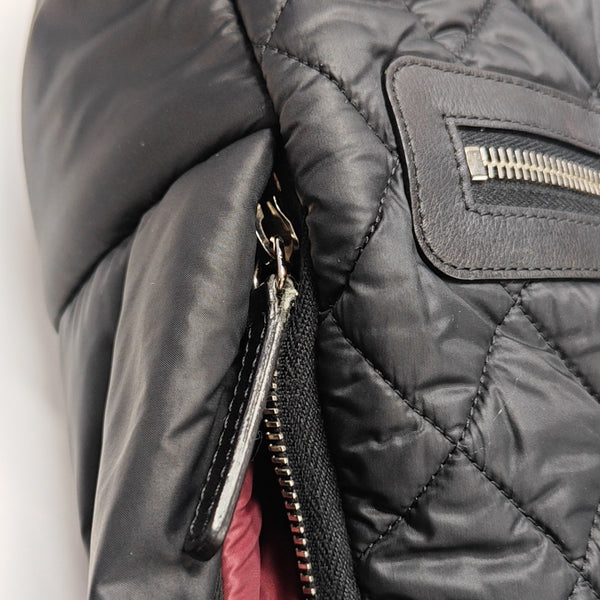 Quilted Fabric Backpack Black