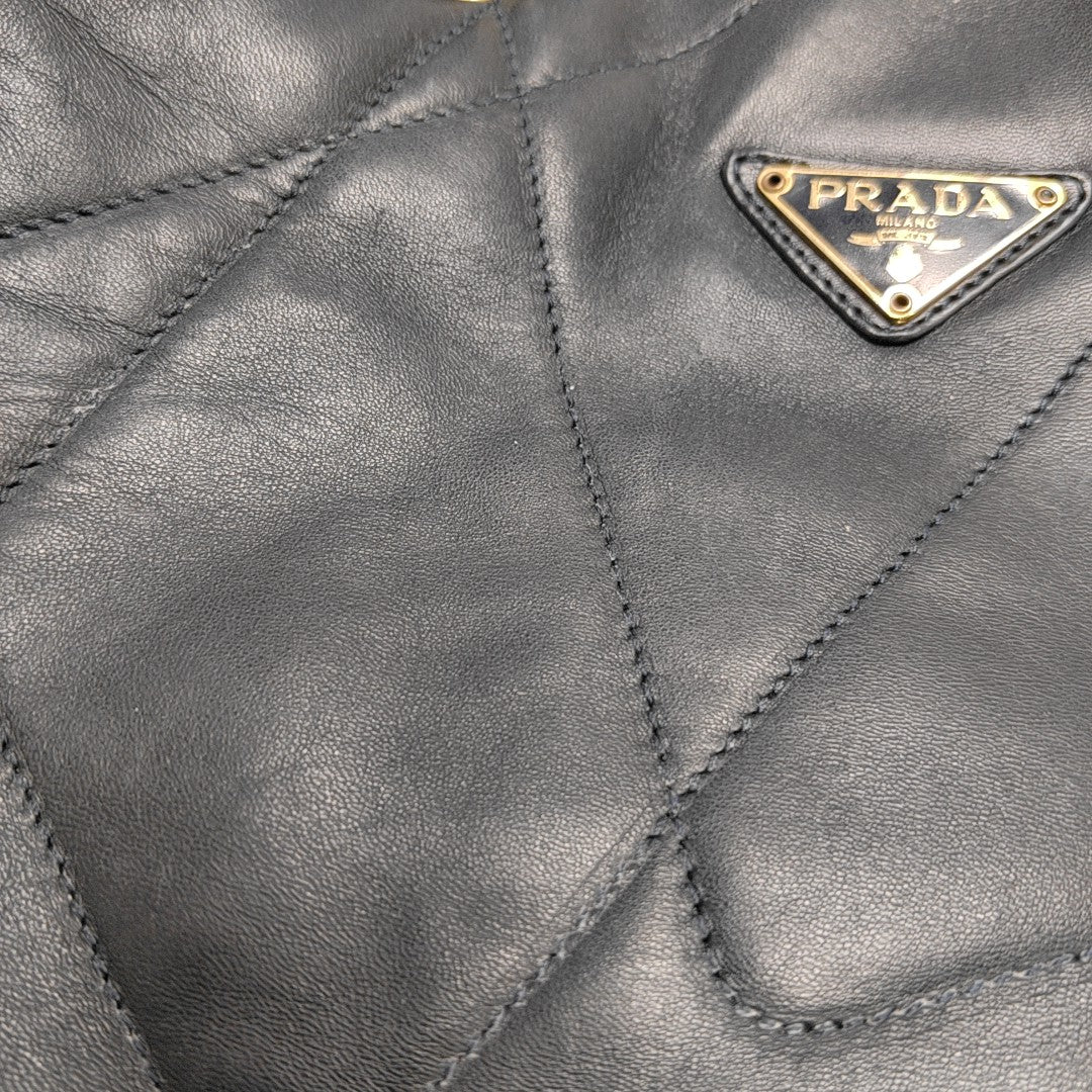 Quilted Lambskin Bucket Bag Black