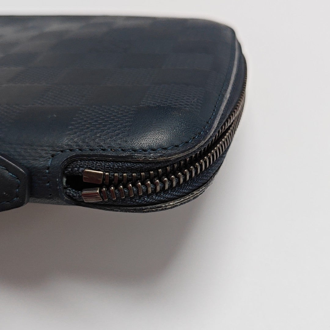 ATOLL Damier Calfskin Blue Wallet