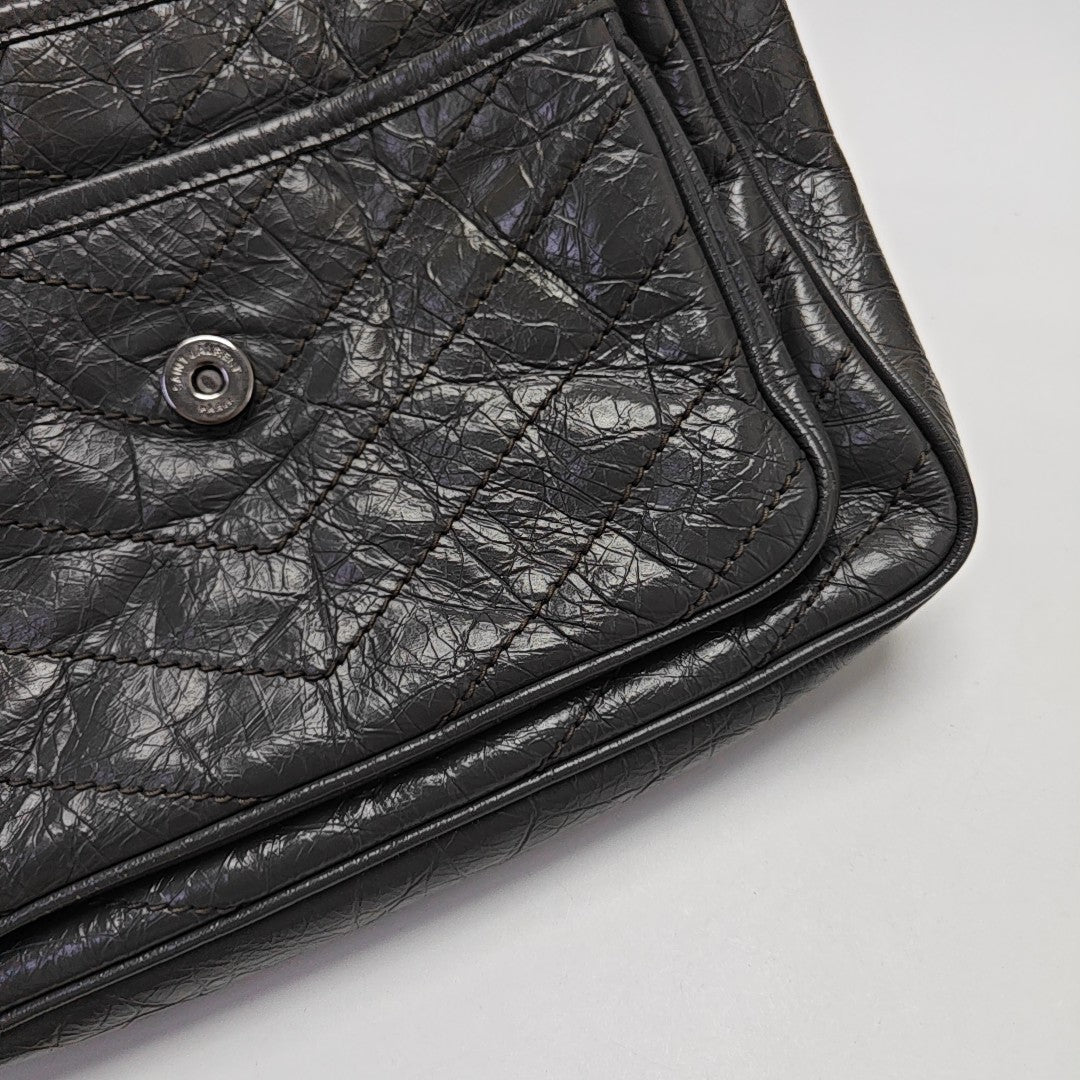 NIKI Medium Chevron Calfskin Gray