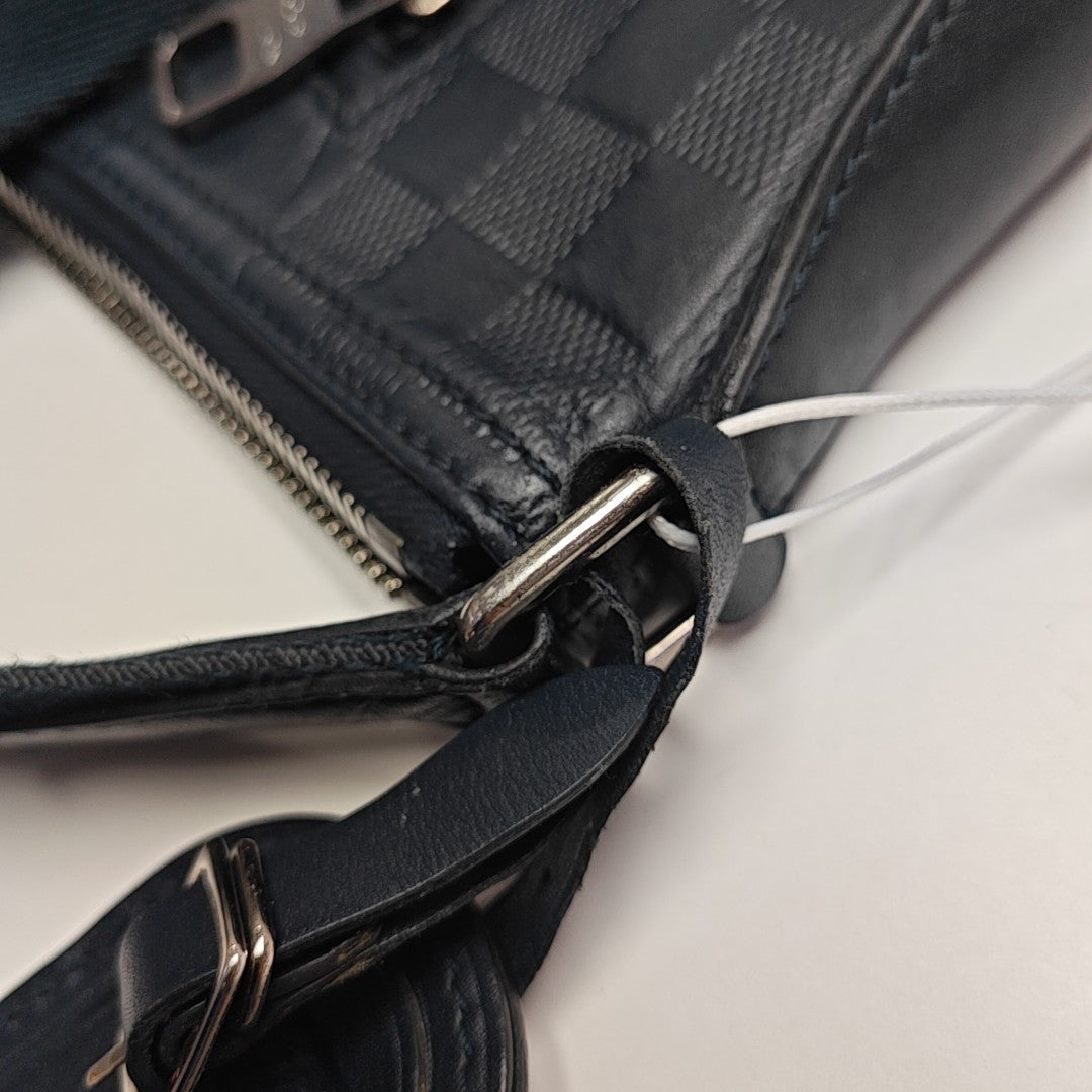 Damier Calfskin Crossbody Bag Blue