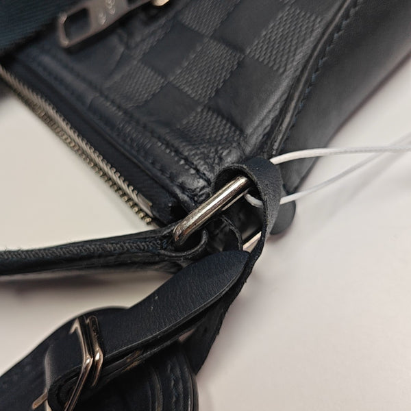 Damier Calfskin Crossbody Bag Blue