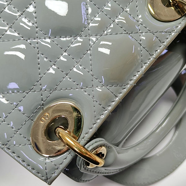 Lady Dior Mini Cannage Patent Leather Green
