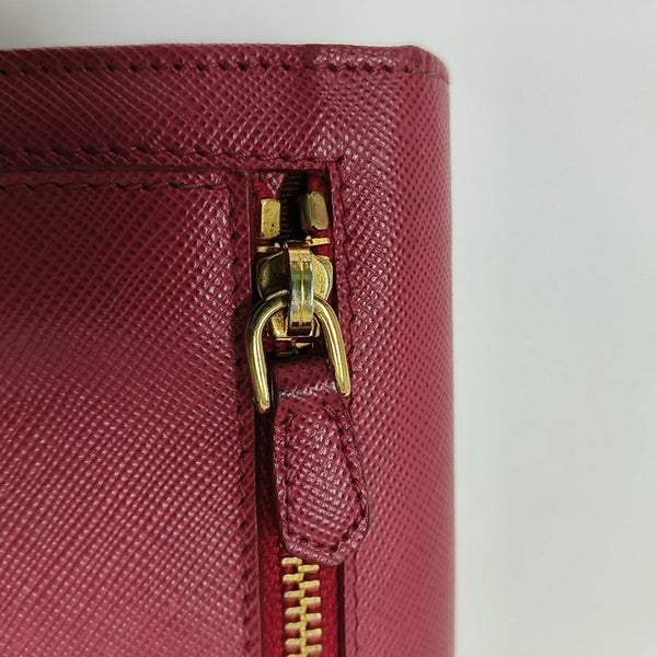 Fold Wallet Saffiano Calfskin Red Wallet