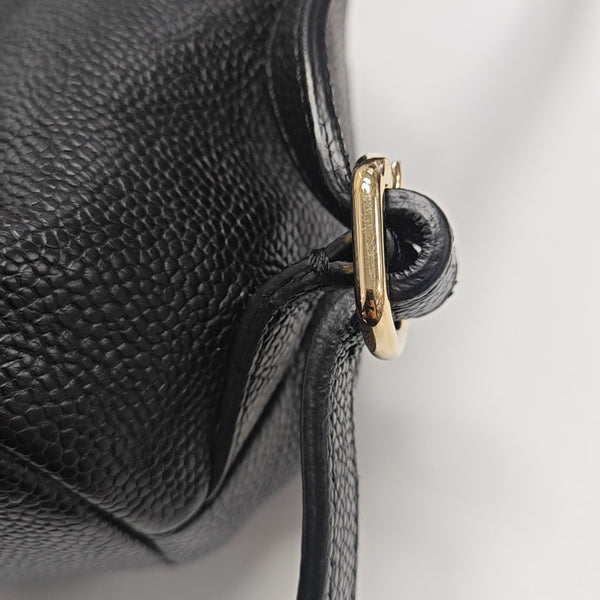 Quilted Grained Calfskin Backpack Black