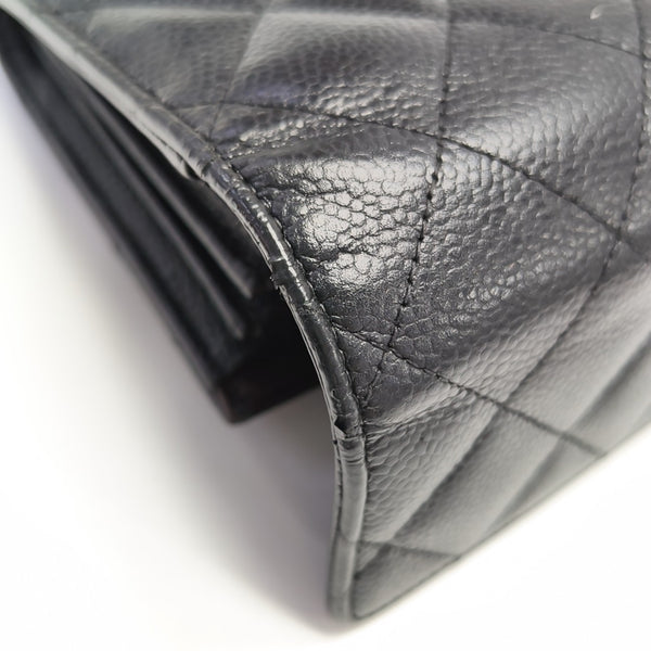 Quilted Grained Calfskin Wallet Black