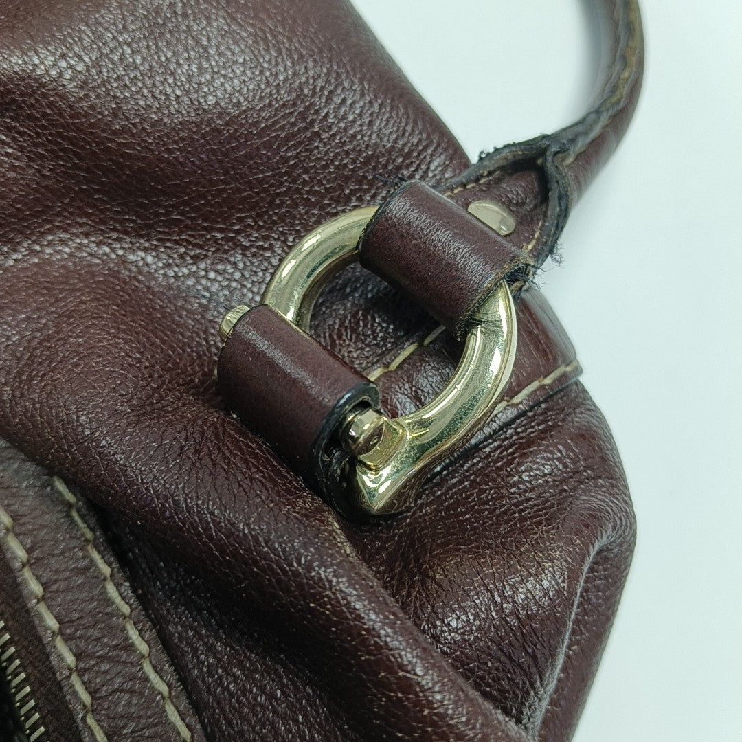 Calfskin Top Handle Bag Brown